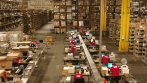 An aerial view of the Quality Control and Packing Lines in the AIB DSU Warehouse
